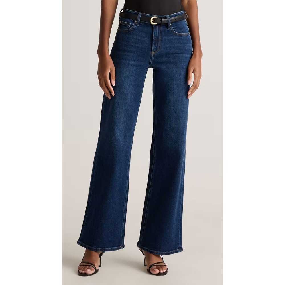 Quince Bella Stretch Wide Leg Jeans 28 Inches in Midnight Blue Size 25